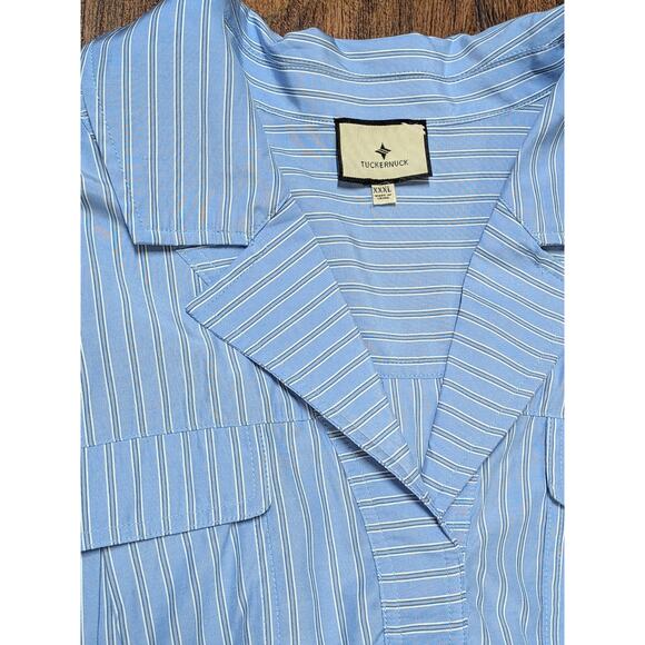 Tuckernuck 2 Piece Short Set Cornflower Blue Striped Beachy Coastal Sz 3XL - Picture 3 of 11